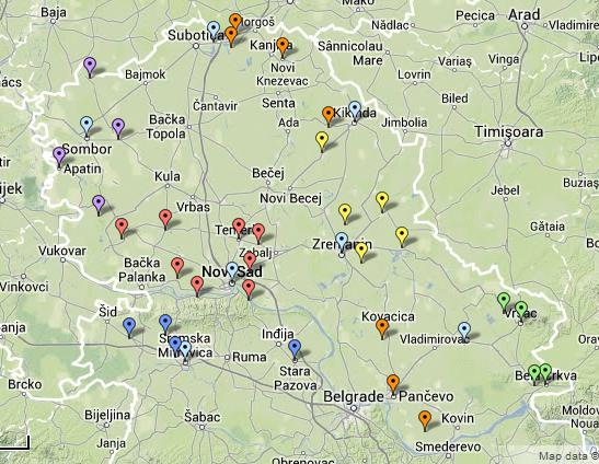 4.1.2. Meteorološke stanice iz mreže PIS - a Za potrebe realizacije ovog rada korišćene su dnevne količine padavina izmerene na 35 meteoroloških stanica u Vojvodini.
