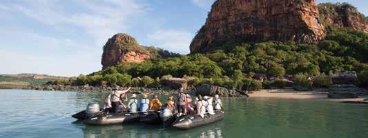 Horizontal Falls (own expense). Cruise by Zodiac through an untamed wilderness, spotting extraordinary wildlife, experiencing waterfalls and marvelling at ancient rock paintings.