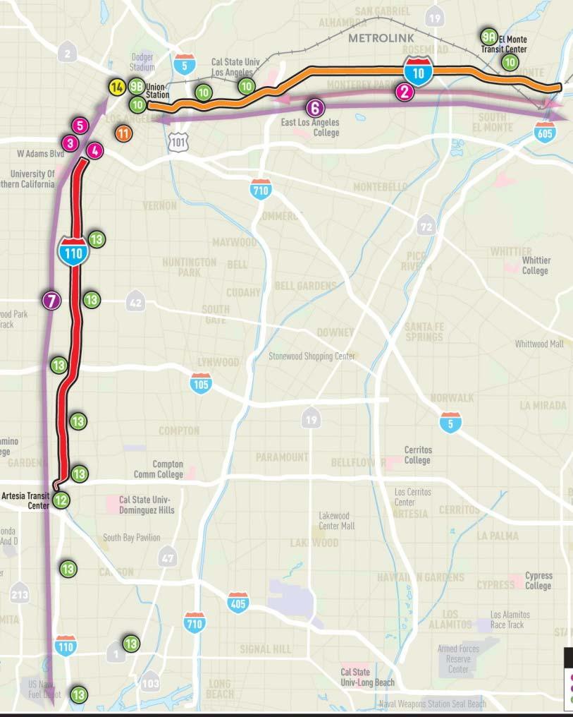 Program Overview > Conversion of HOV lanes to HOT lanes on I-10 and I-110 > Multi-modal Integrated Corridor