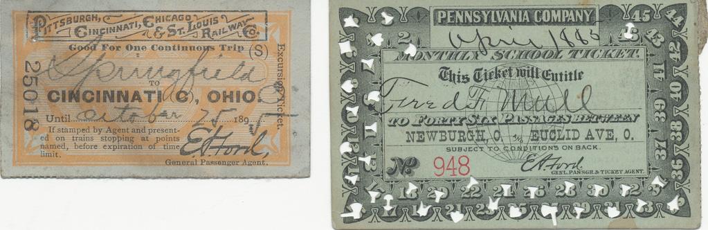 1800 s PRR Passenger Tickets, Ron Widman