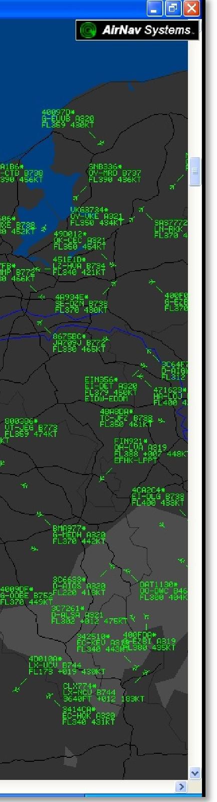 Midlands viewing live and Network data for aircraft in the southern UK and NW Europe The AirNav is the only provider of shared Network data of this