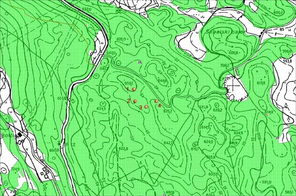 38 Slika 23: Lokacija lovnih pasti topografsko (M: 1:10 000) (Vir: ZGS, OE Tolmin) Slika 24: Lokacija lovnih pasti (M: 1: 10 000) (Vir: ZGS, OE Tolmin) Pasti tipa cross