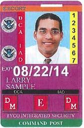 Reagan National Airport (DCA) ID badge Types: The purple ID badge provides Unescorted access to DCA and IAD s AOA,