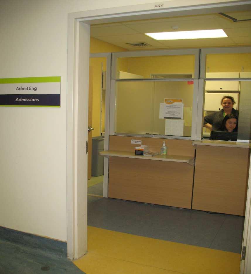 When you arrive at the hospital, you will go to the admitting office, this a place where your parent or caregiver will sign some papers.