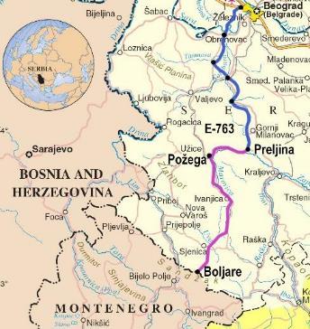 PLANNED PROJECTS HIGHWAY Е-763, BELGRADE SOUTH ADRIATIC SECTION: PRELJINA POZEGA Section length 30,96 km; Investment value: 450.000.