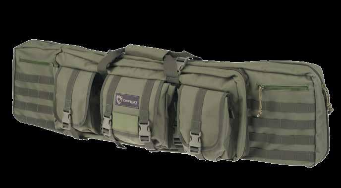 Easily protect two long guns with enough storage for ammunition, optics and mission specific