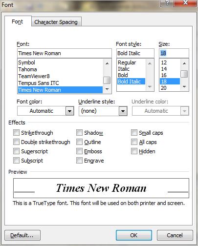 Formatiranje dokumenata u Microsoft Office Word 2007 Primena elemenata formatiranja na selektovani tekst Nakon selektovanja teksta koji želimo da formatiramo, u okviru jezička Home klikom na Font