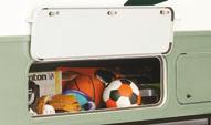 EXTERIOR STORAGE COMPARTMENTS are very spacious, convenient and great for storing camping equipment and outdoor gear.