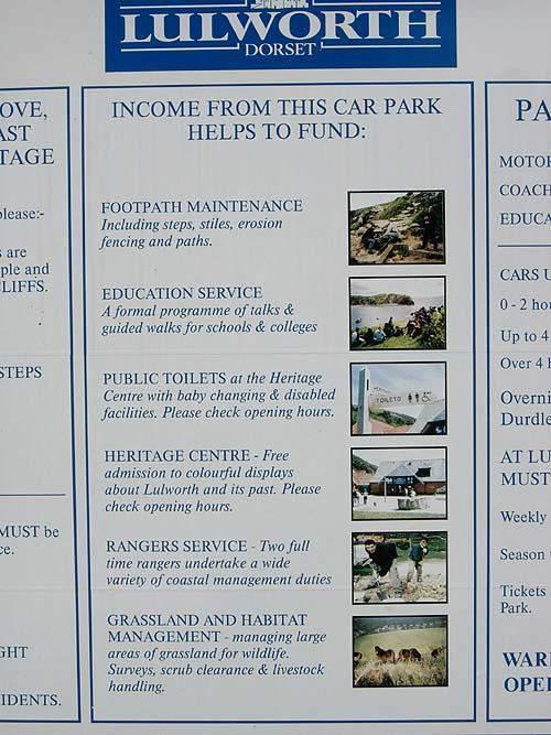 The principal local landowner, the Lulworth Estate, uses car park revenue to : a) fund a range of facilities for tourists b) fund