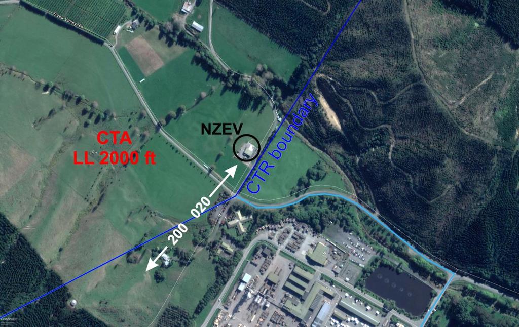 Eves Valley Heliport As depicted on the Google Earth image below, the Eves Valley heliport (NZEV) is just outside the requested CTR.