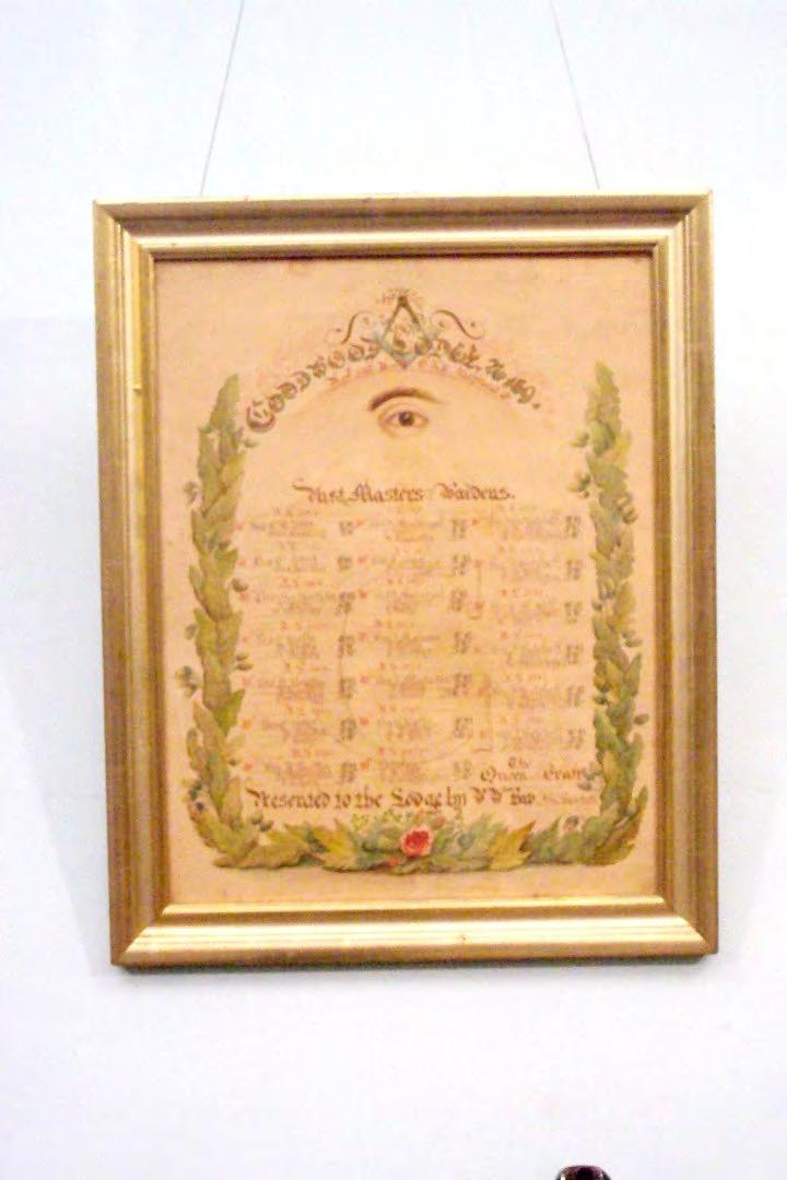 Goodwood Masters and Wardens (1864 1884) This artifact is hung above the Senior wardens chair.