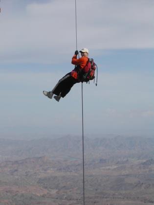In 2000, George Montopoli, Brian Karasek, Hank Harlow, Scott Beebe, and Liz Renaud placed bolts and pitons, and cables for rappelling down the Southeast Ridge of Picacho Peak.