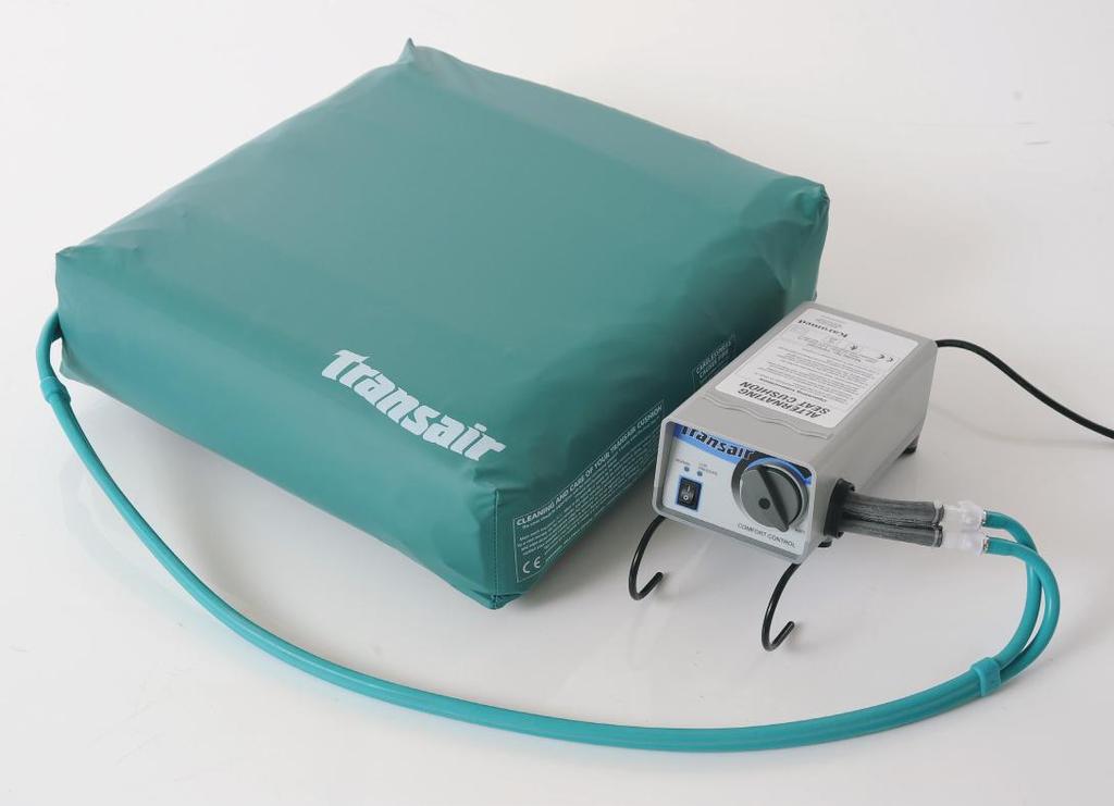 38 Cushions Static & Dynamic TRANSAIR ALTERNATING CUSHION A dynamic cushion operating with an independent pump using a combination of high density foam and alternating air cells across the