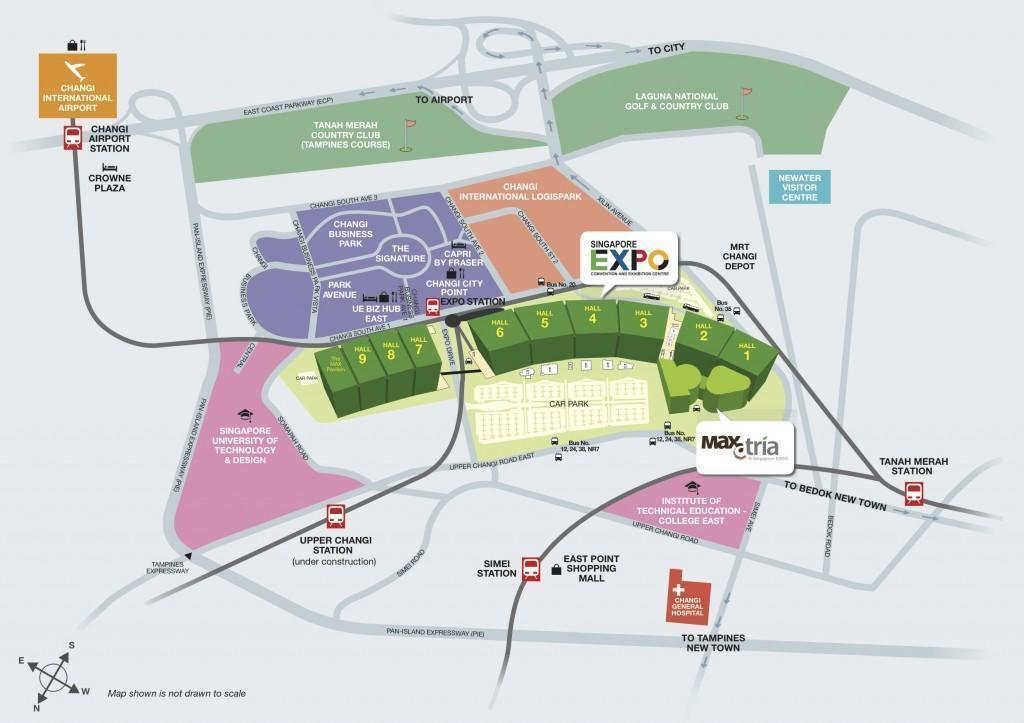 By Car Situated at the crossroads of 3 main expressways East Coast Parkway, Pan Island Expressway and Tampines Expressway, Singapore EXPO is a mere 15-minute drive from the CBD and a 5-minute ride to