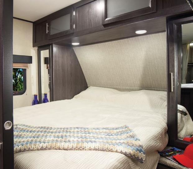 USB ports placed next to the master bed and in the bunks on bunkhouse models for when you need to recharge.