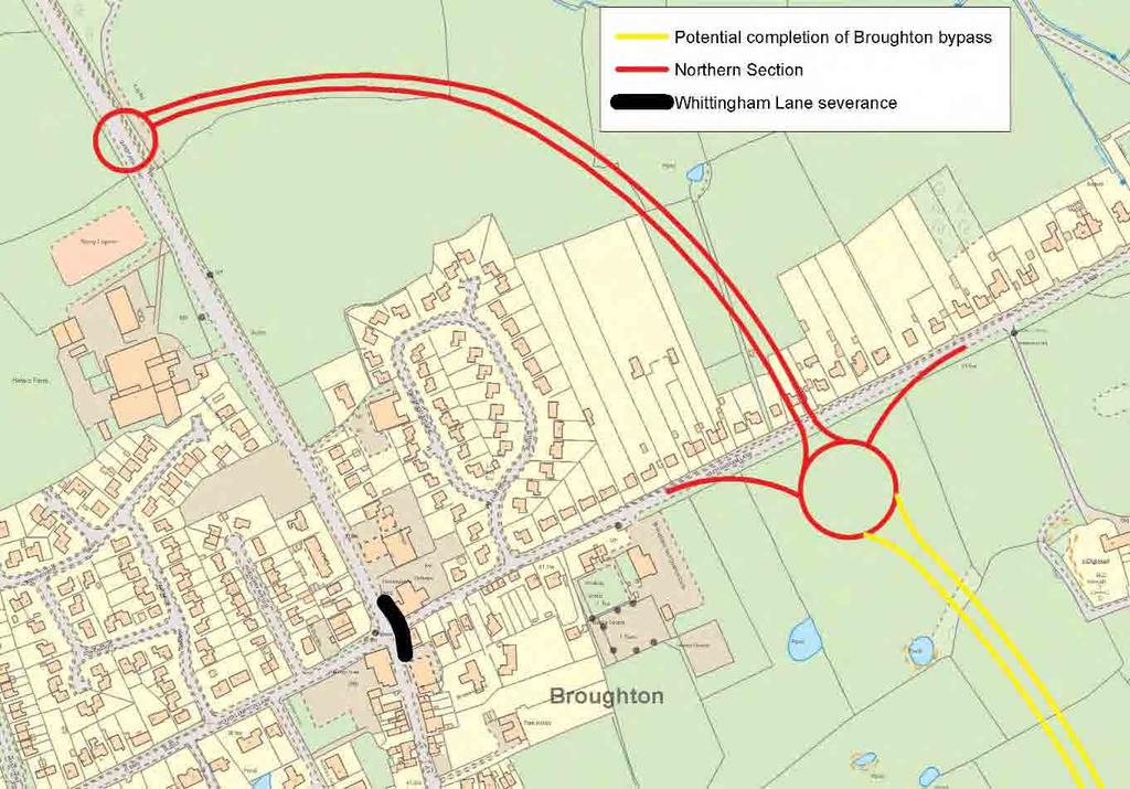 Broughton Congestion Relief A new road linking the A6 Garstang Road with the B5269 Whittingham Lane, along the line of the consented bypass, to provide congestion relief to Broughton and