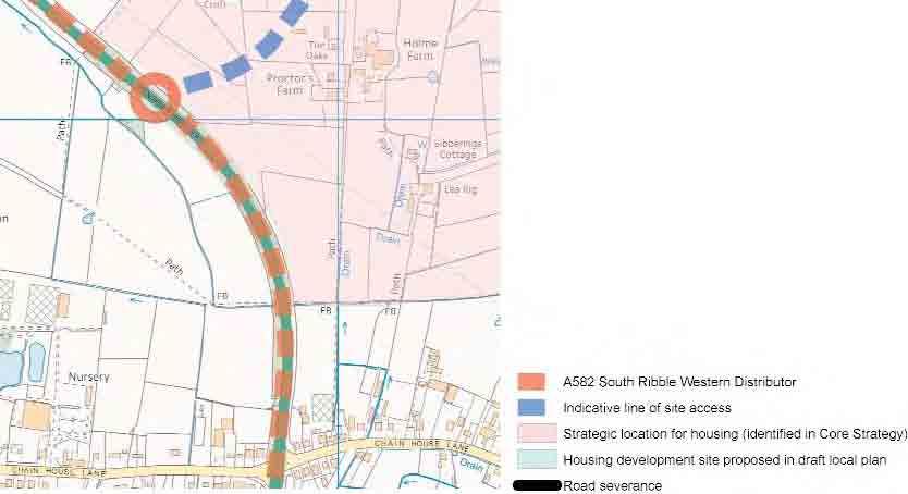 Figure 14: A582 South Ribble Western Distributor ~ Pickerings Farm Upgrading the A582 to a dual carriageway along its full length between Cuerden and Preston city centre and the B5253 south to