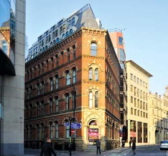 Fountain Street, Key 1. Spinningfields 2. Library 3. Town Hall 4. Deansgate 5.