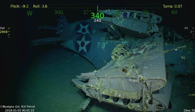 We've located the USS Lexington after she sank 76 years ago. RV Petrel found the WWII aircraft carrier & planes more than 3000m (~2mi) below Coral Sea near Australia.
