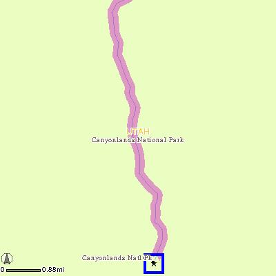 MAP: 21 of 38 Continuing to Canyonlands National Remaining Distance: 11.1 miles (17.9km) 19c. Continue on an access street. MAP: 22 of 38 Continuing to Canyonlands National Remaining Distance: 5.