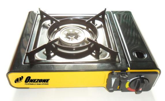 PORTABLE GAS STOVE: MODEL BD-003 - Enamel coated drip-pan - Plastic carrying bag - Dimension : 345mm(W)x283m(D)x124mm(H) - Unit weight : 1.