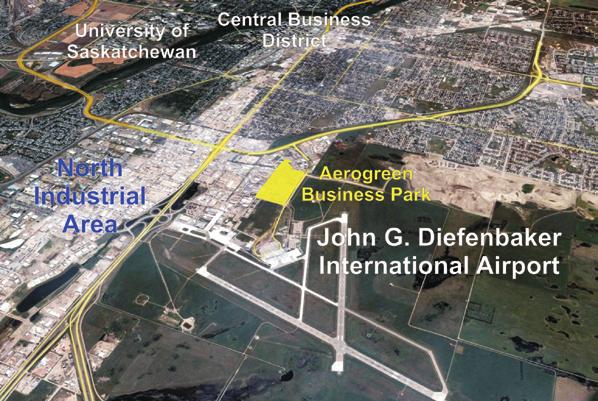 The Location Aerogreen Business Park is at the entrance to the John G. Diefenbaker International Airport.