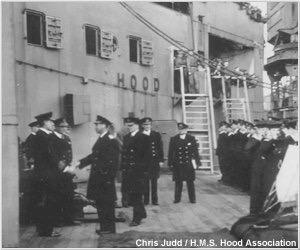 3 The King during his final inspection of H.M.S. Hood on 06/03/1941. She was in Rosyth, undergoing a minor refit. In this photo, he is greeting an officer, who is most likely Captain Ralph Kerr.