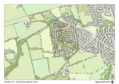 The illustrative masterplan identifies the potential to deliver 350 residential dwellings, including 30% affordable housing.