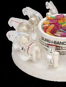 Surg-I-Band dispensers Rotating top provides easy access to each color Reusable removes hundreds of bands Storage conveniently holds Scanlan Tip Guard instrument protectors 1001-49 Surg-I-Band