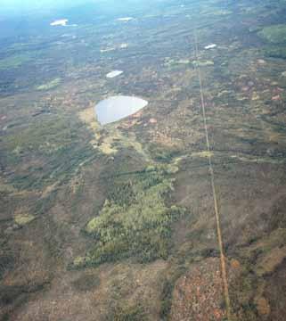 Peat plateaus and bogs with scattered islands of deciduous and mixed-wood forest are characteristic of the Trout Upland HB Ecoregion.