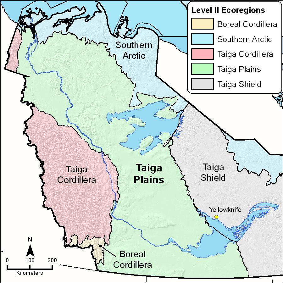 Figure 13. Taiga Plains and Neighbouring Level II Ecoregions (2007).
