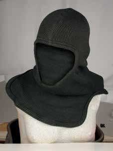 Black PROTECTIVE HOODS THAT GO ON EASY & SEAL TIGHT CERTIFIED TO NFPA 1971 Long notched shoulder bib design, 21" overall length. One size fits all. Ship. wt. 1 lb.