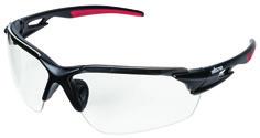 lens offers integrated side panel - incredible front and side eye coverage Stylish flat black and orange co-molded