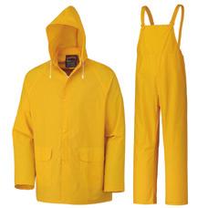 SAFETY APPAREL Supported PVC 3-Piece Rain Suit Hi-Viz PVC/Poly/PVC Rain Jacket 3 pieces: jacket,