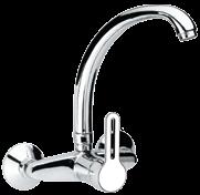 Single-lever sink mixer 90 with high movable spout, short type.
