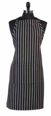 ACCESSORIES GENESIS APRONS BLACK CHALK STRIPE Comfort, contour, and class are combined for the bustling kitchen