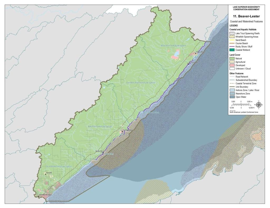Tributaries and Watersheds Land use and land covers for the Beaver Lester regional unit are given as forest (85%), residential or commercial development (4.9%), grass, pasture or hay (3.