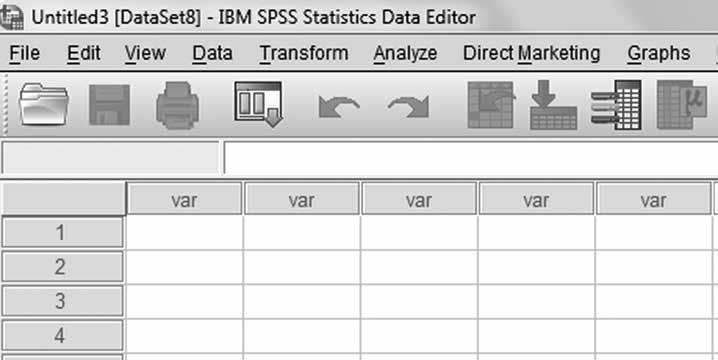 Poglavlje 4: Pravljenje datoteke za podatke i unošenje podataka 31 Slika 4.2 Prozor Data Editor.