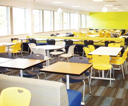 A FULL-SERVICE CAFETERIA ALLOWS TENANTS GREAT FLEXIBILITY AND AN IMPORTANT AMENITY FOR A SUBURBAN COMPANY. THE CAFETERIA CURRENTLY can accommodate 374 SEATS.