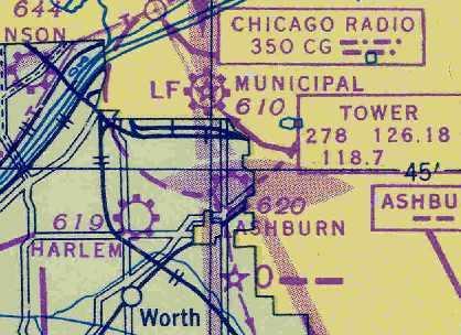 The October 1944 Chicago Sectional Chart (courtesy of Richard Doehring) depicted Ashburn as a commercial/municipal airfield.