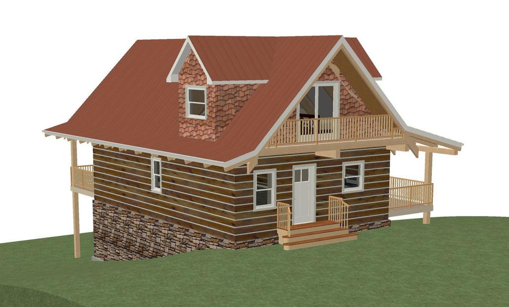 2.4 864 Sqft Cottage This design is ideally suited for a recreational cabin, cottage, guest house or a small