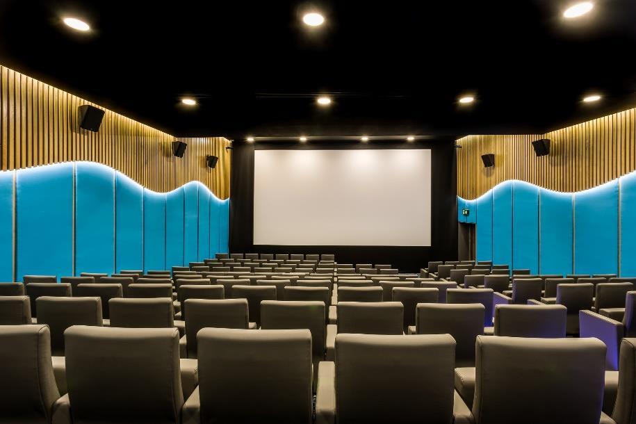 SCREENING ROOM Private cinema for an audience of 196 with individual armrests and