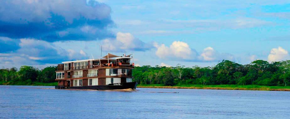 ZAFIRO Luxury Amazon River Cruise 40 passenger capacity with private facilities. With the capacity to accommodate one child in each suite.