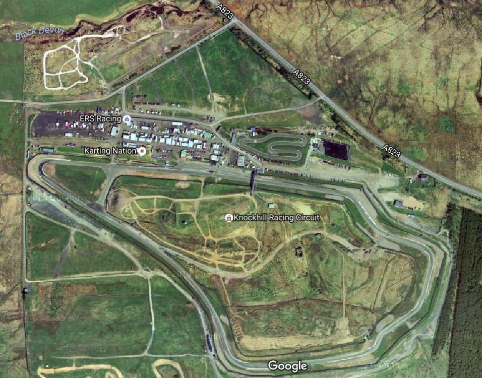 6 Knockhill Marshal parking and campsite Follow the main entrance road straight ahead to the point where the paddock entrance forks left. Here turn ninety degrees right into the Marshals campsite.