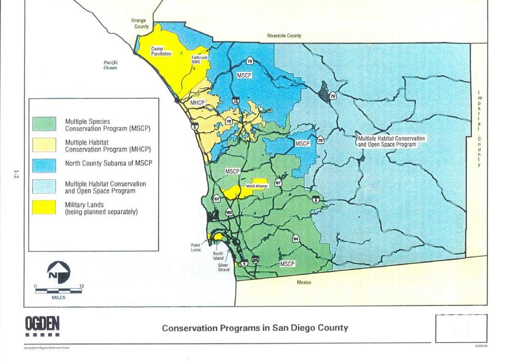 Figure 1. Regional conservation plans in San Diego County (MSCP 1998).