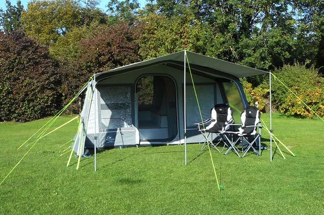 Strong Metal Cabin Frame: SunnCamp s cabin frame is made from zinc plated steel tube and the corner brackets are reinforced with extra steel bracing for improved strength and durability.