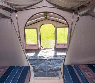 accommodation/storage available by utilising the zipped area under each bed section in conjunction with SunnCamp s optional Under Bed Tents 300cm detachable awning (plus 200cm zip on canopy) enabling