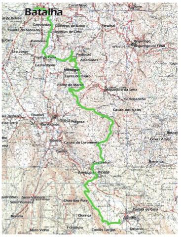 2 / 7.Hiking, Horse-riding and Mountain Bike Routes Batalha-Alvados environment navigation terrain effort 4 Type of Route: Linear Distance: 24.