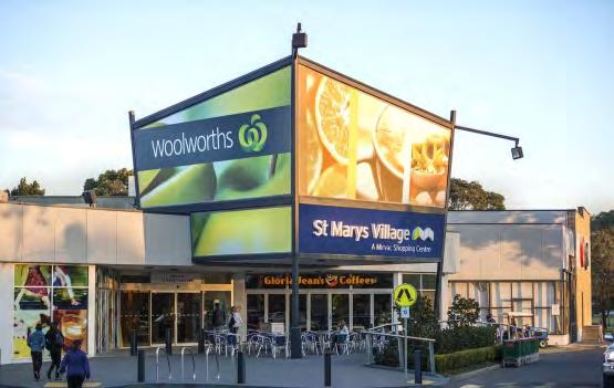 ST MARYS VILLAGE CENTRE ST MARYS, NSW Located in the western Sydney suburb of St Marys, this sub regional centre comprises Woolworths, Target and over 40 specialty stores.