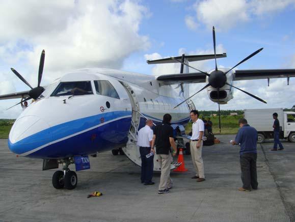 Figure 1: PK-TXN, Dornier 328-100 at Sentani Airport on 14 June 2009 An emergency evacuation was performed while the left propeller was still wind milling after engine shut down.